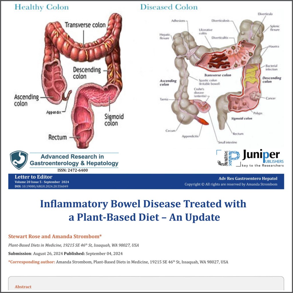 Image of healthy and diseased colons, combined with article header